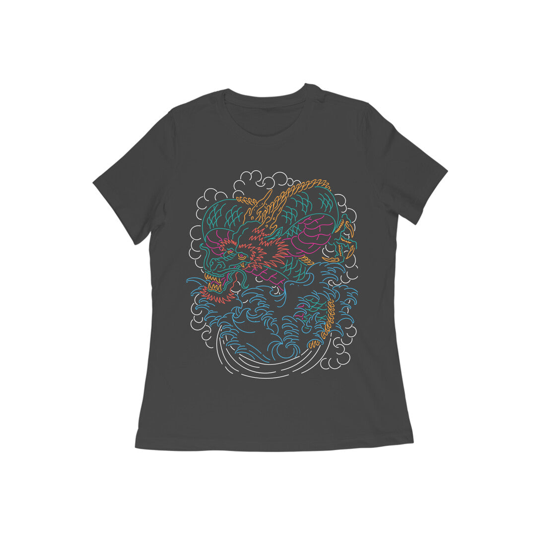 Women's Half Sleeve Round Neck T-Shirt - Abstract Dragon