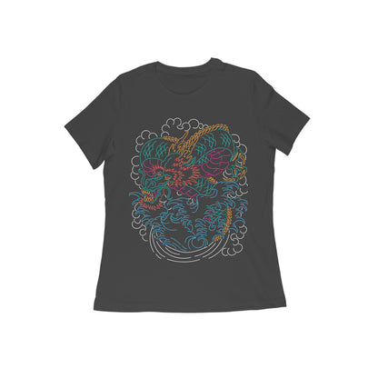 Women's Half Sleeve Round Neck T-Shirt - Abstract Dragon