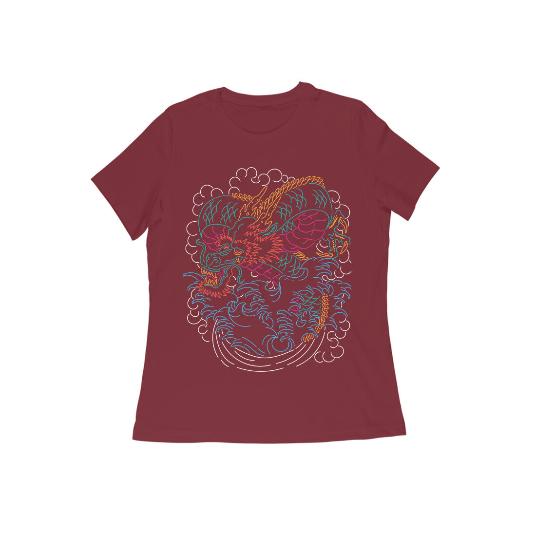 Women's Half Sleeve Round Neck T-Shirt - Abstract Dragon