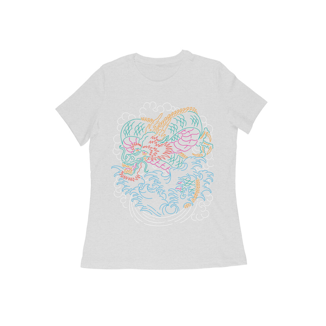 Women's Half Sleeve Round Neck T-Shirt - Abstract Dragon