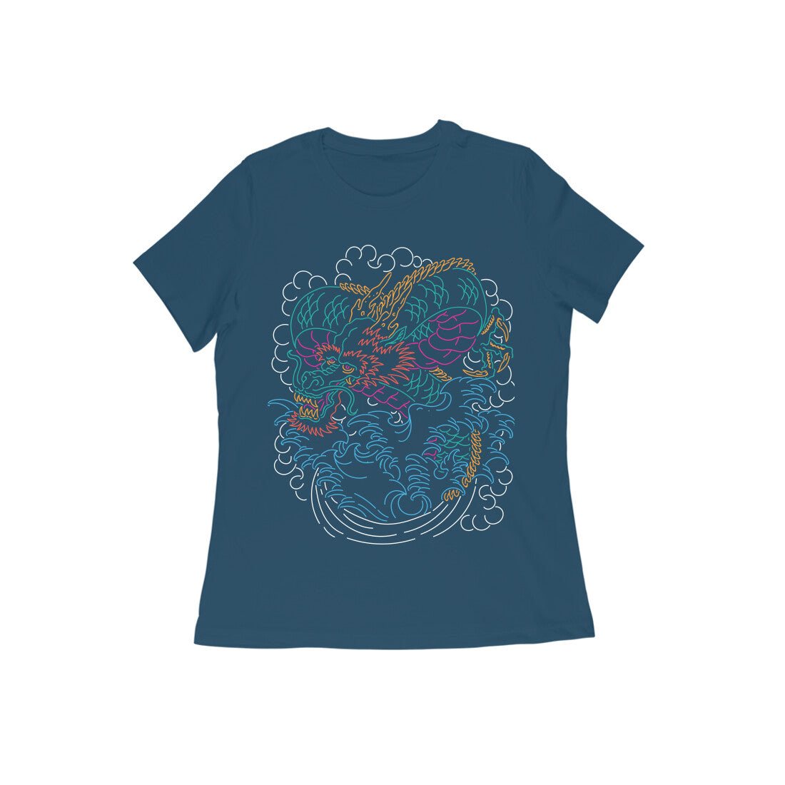 Women's Half Sleeve Round Neck T-Shirt - Abstract Dragon