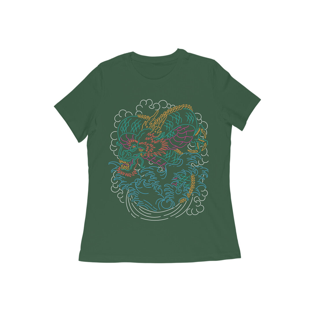 Women's Half Sleeve Round Neck T-Shirt - Abstract Dragon