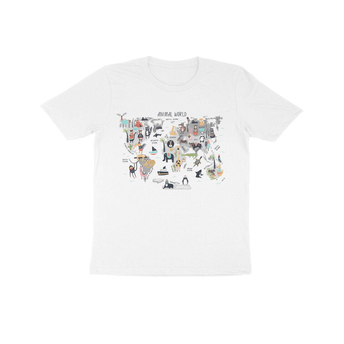 Kid's Half Sleeve Round Neck T-Shirt - World Map