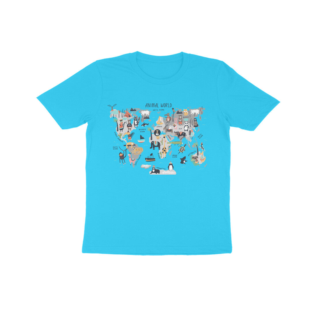 Kid's Half Sleeve Round Neck T-Shirt - World Map