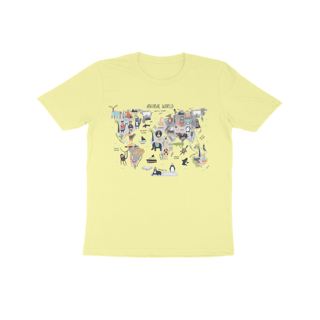 Kid's Half Sleeve Round Neck T-Shirt - World Map