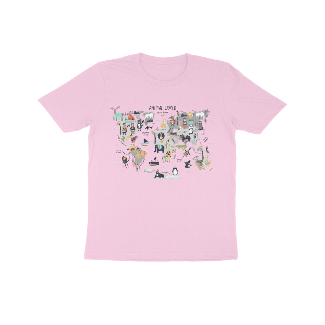 Kid's Half Sleeve Round Neck T-Shirt - World Map