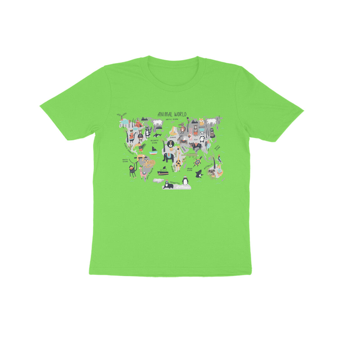 Kid's Half Sleeve Round Neck T-Shirt - World Map