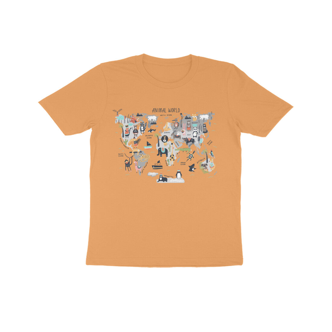 Kid's Half Sleeve Round Neck T-Shirt - World Map
