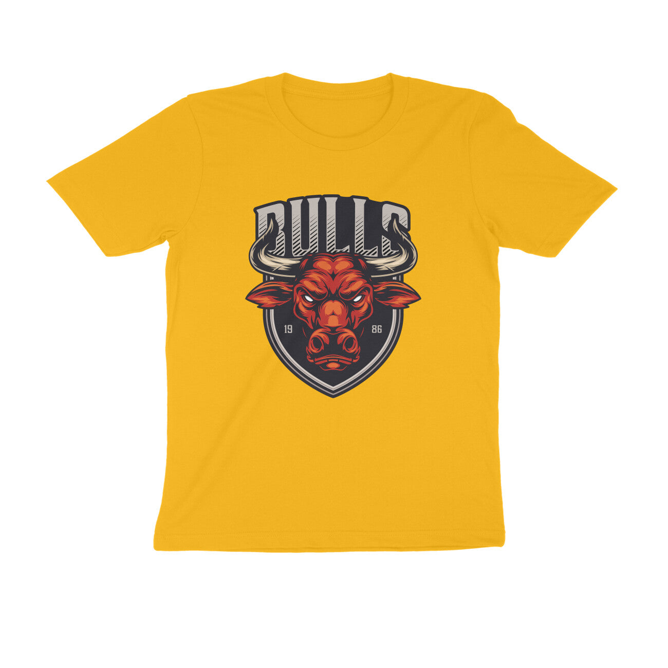 Men's Round Neck Half Sleeves Cotton T-shirt - Bull