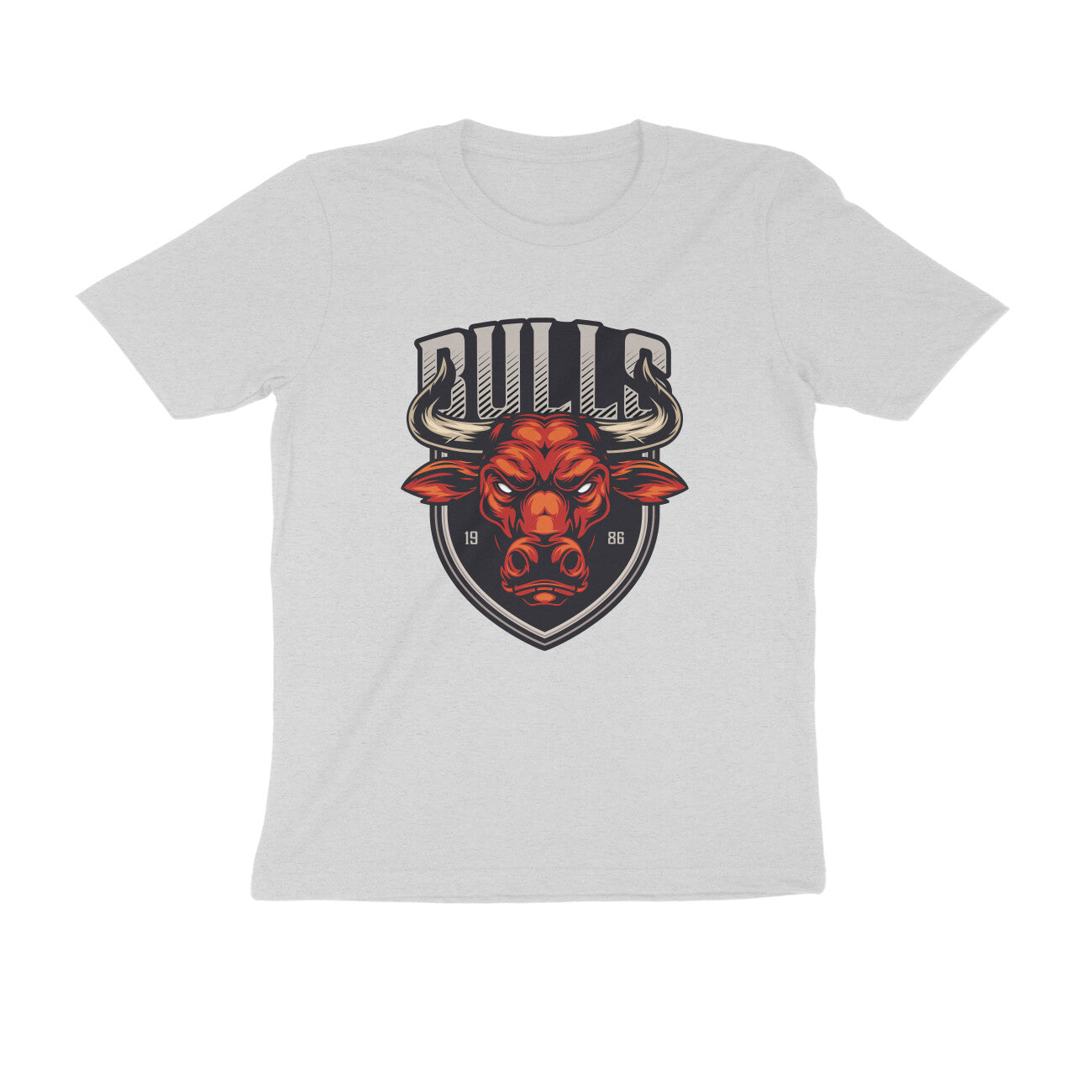 Men's Round Neck Half Sleeves Cotton T-shirt - Bull