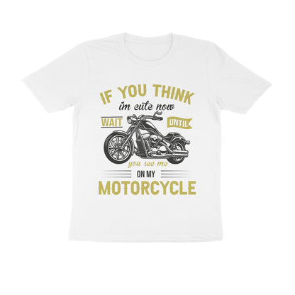 Men's Round-neck Half Sleeves Cotton T-shirt - Motorcycle