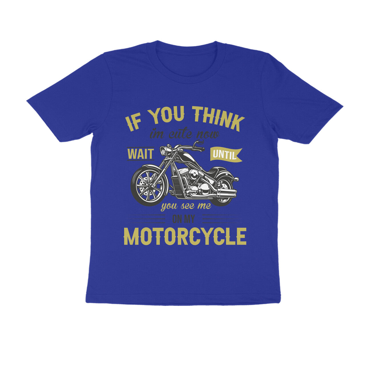 Men's Round-neck Half Sleeves Cotton T-shirt - Motorcycle