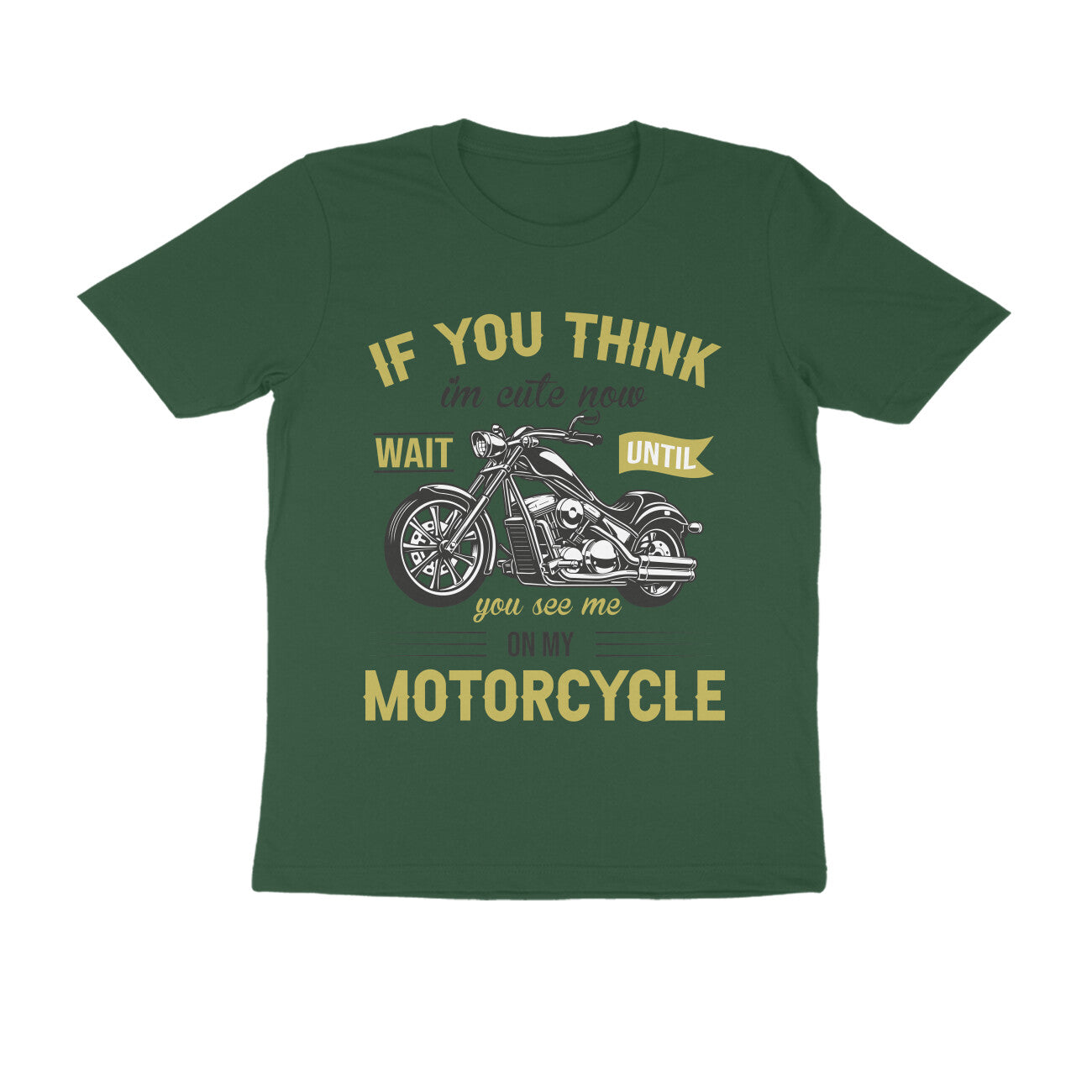 Men's Round-neck Half Sleeves Cotton T-shirt - Motorcycle