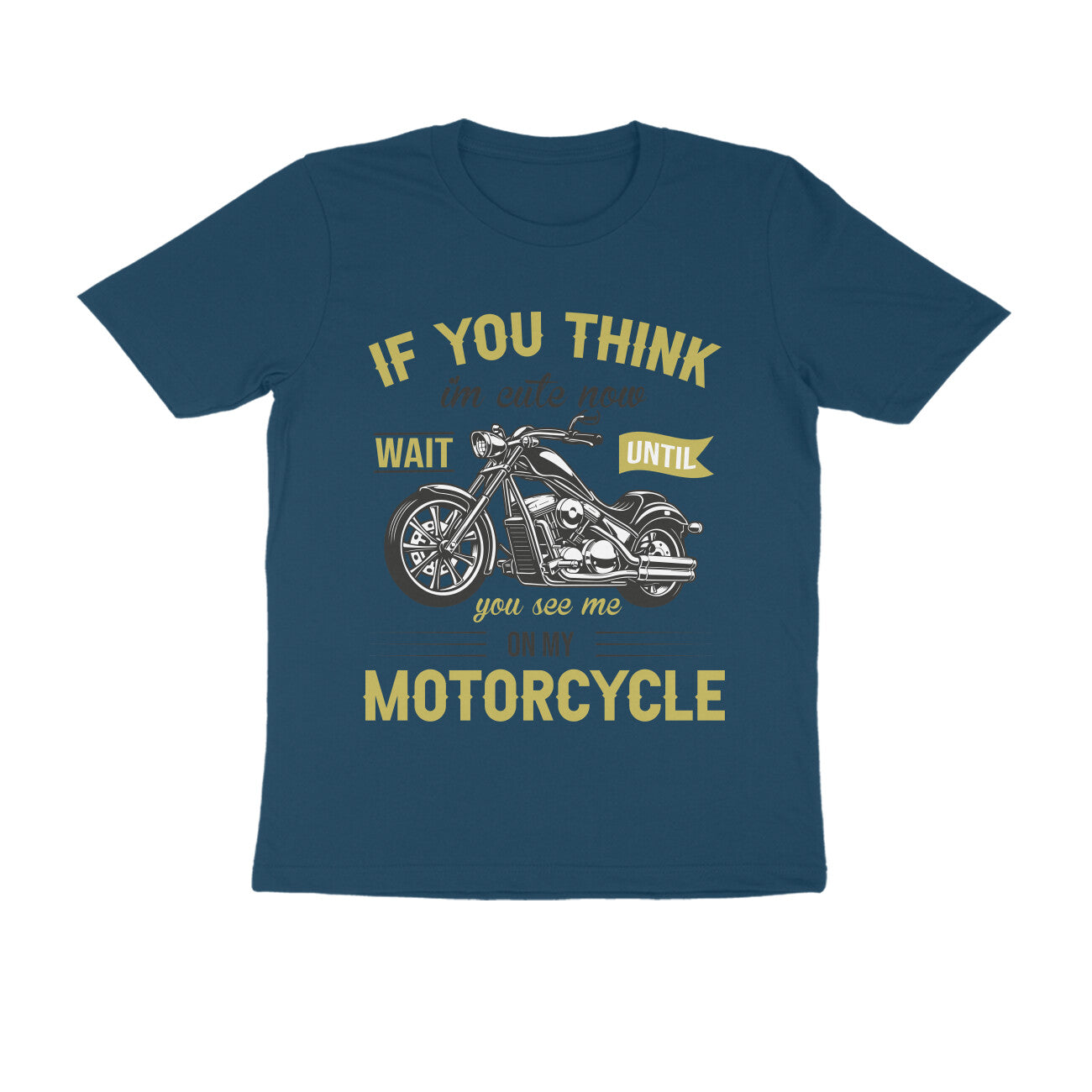 Men's Round-neck Half Sleeves Cotton T-shirt - Motorcycle