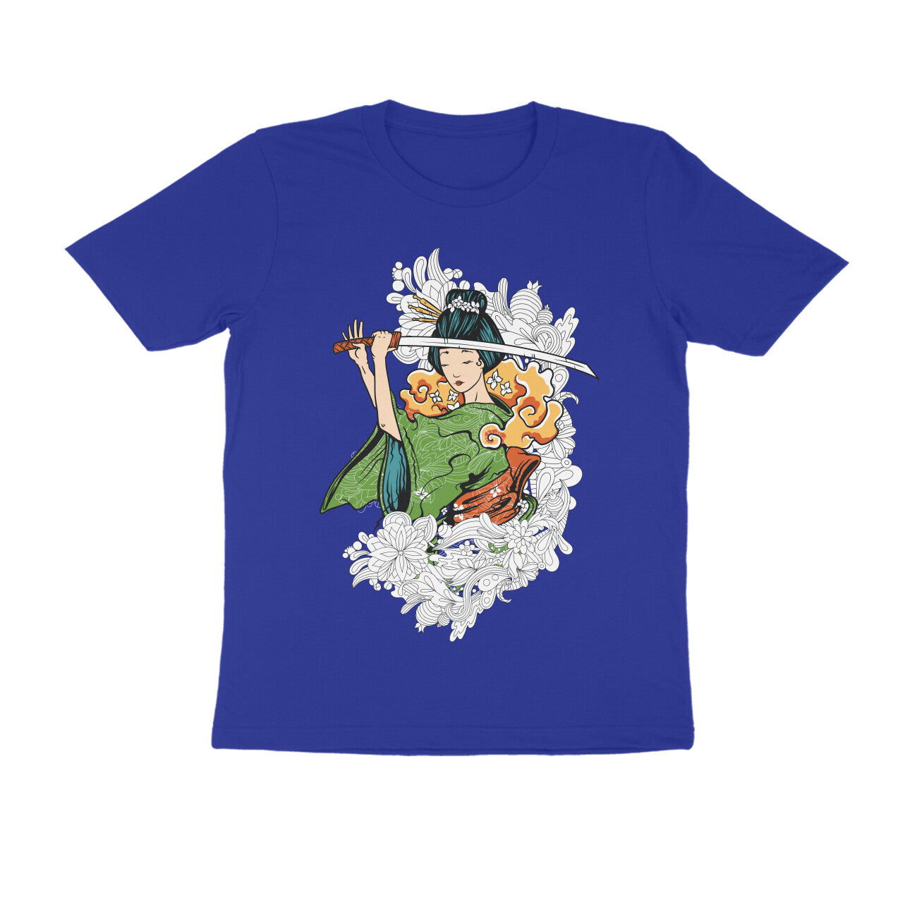 Men's Round-neck Half Sleeves Cotton T-shirt - Katana Girl