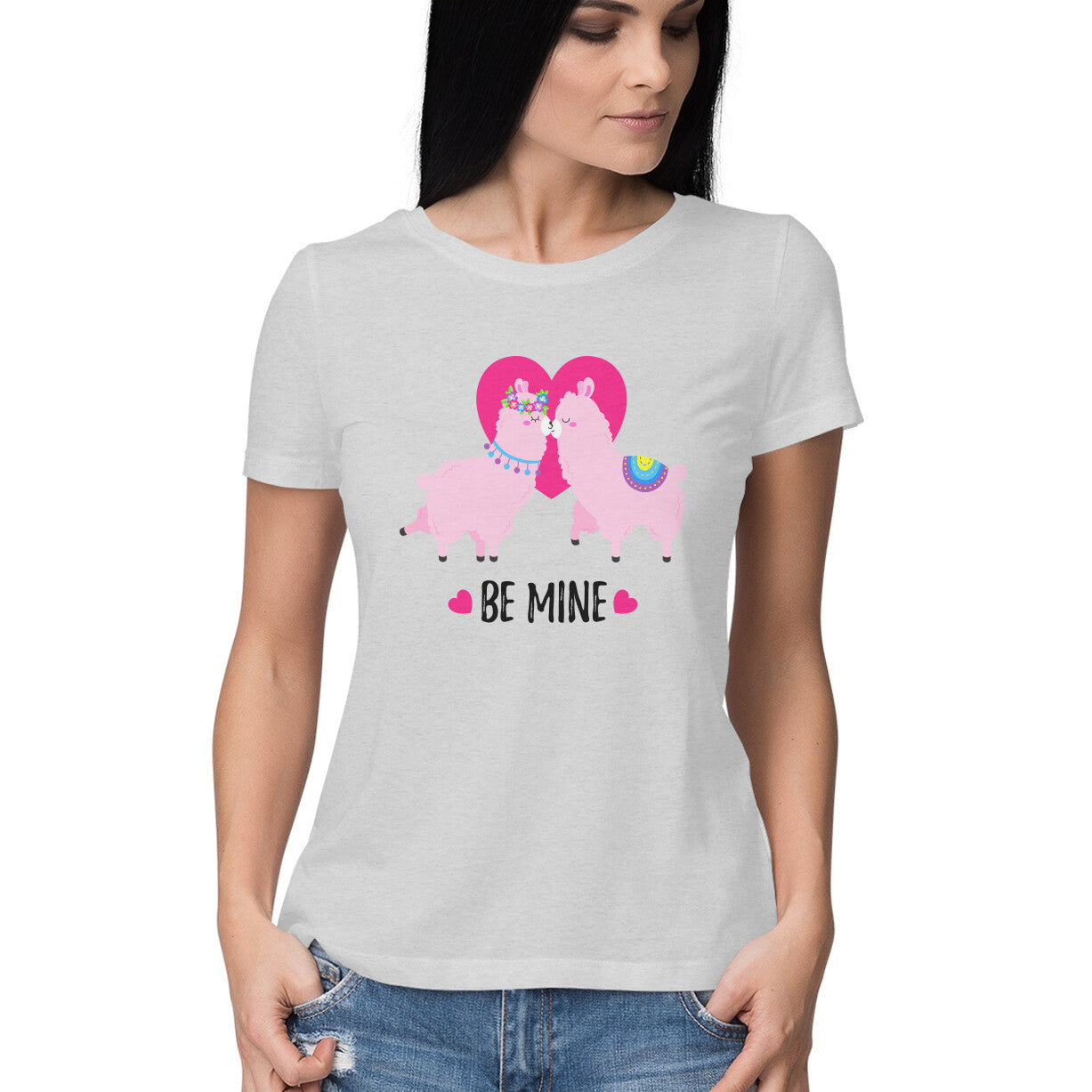 Women's Round-neck Half Sleeves Cotton T-shirt - Be Mine