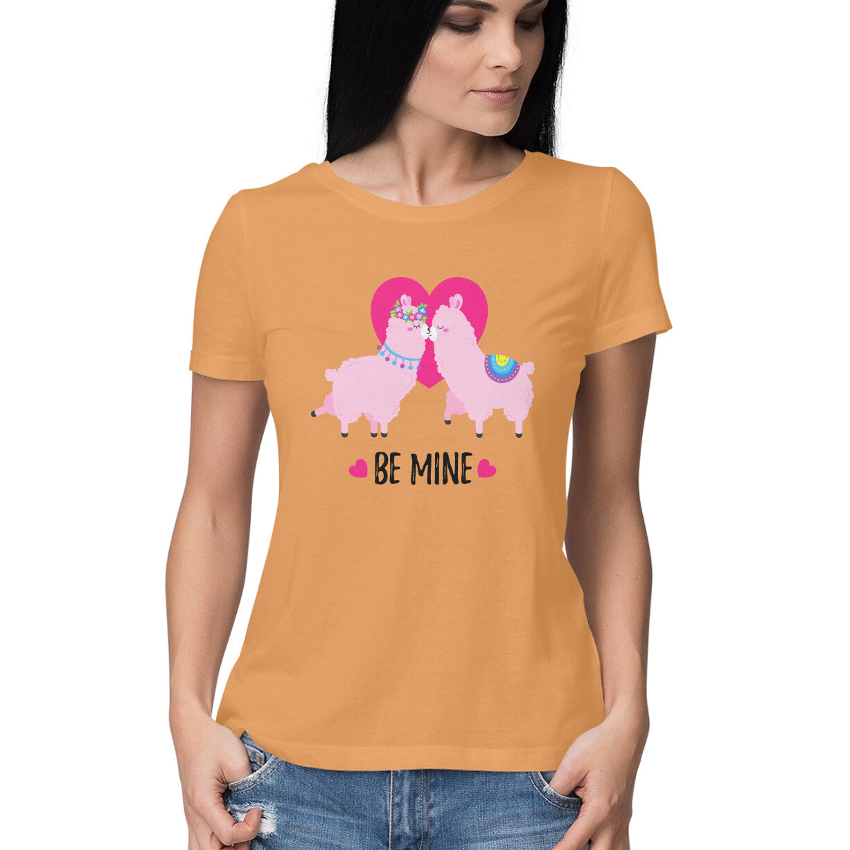 Women's Round-neck Half Sleeves Cotton T-shirt - Be Mine