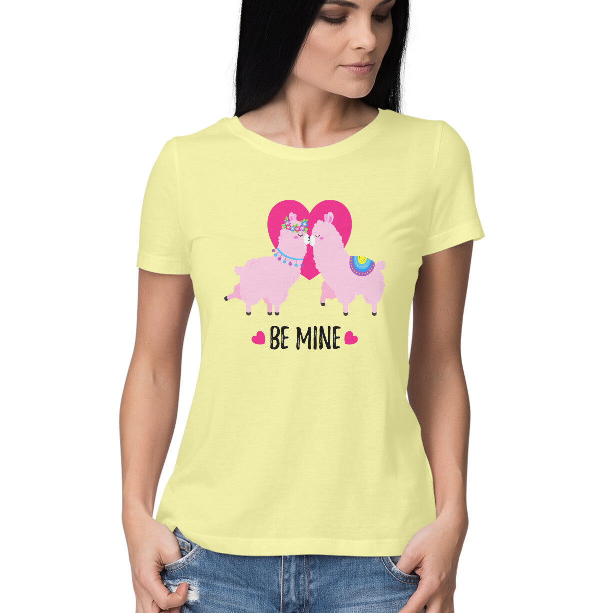 Women's Round-neck Half Sleeves Cotton T-shirt - Be Mine