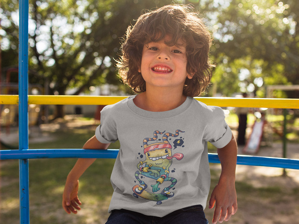 Kid's Half Sleeve Round Neck T-Shirt - Skateboarding