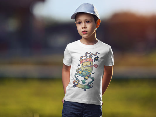 Kid's Half Sleeve Round Neck T-Shirt - Skateboarding