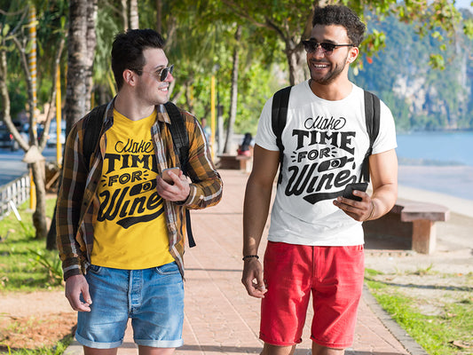 Men's Half Sleeve Round Neck T-Shirt - Time for WINE