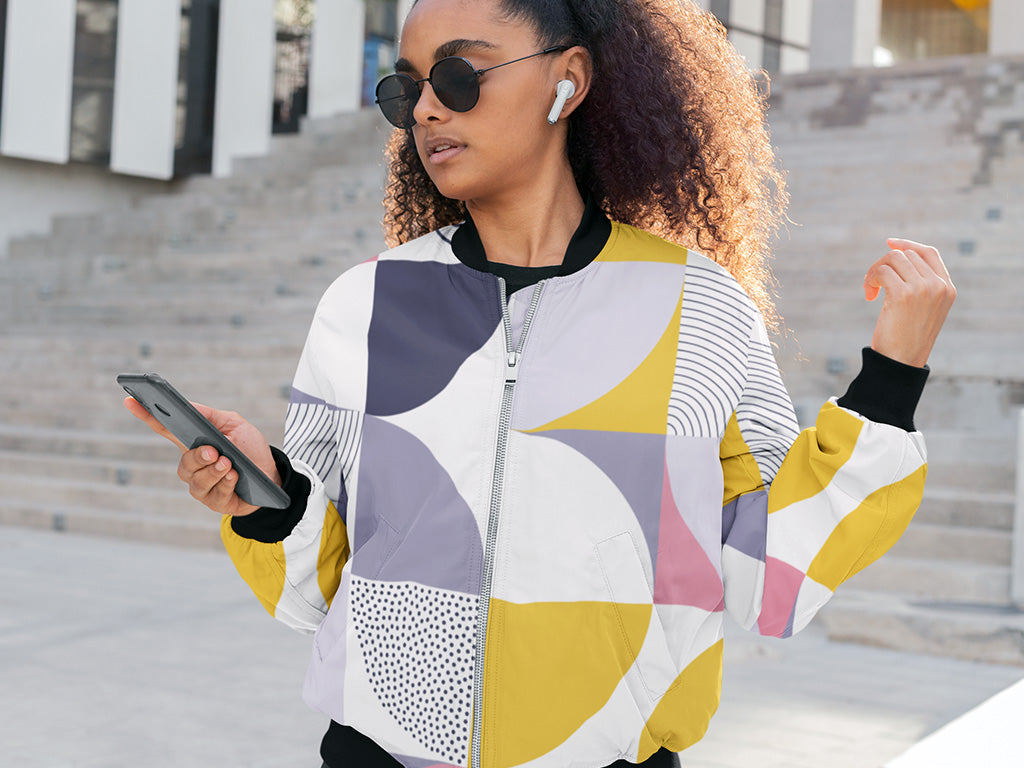 Women's Bomber Jacket - Creative Abstract Design