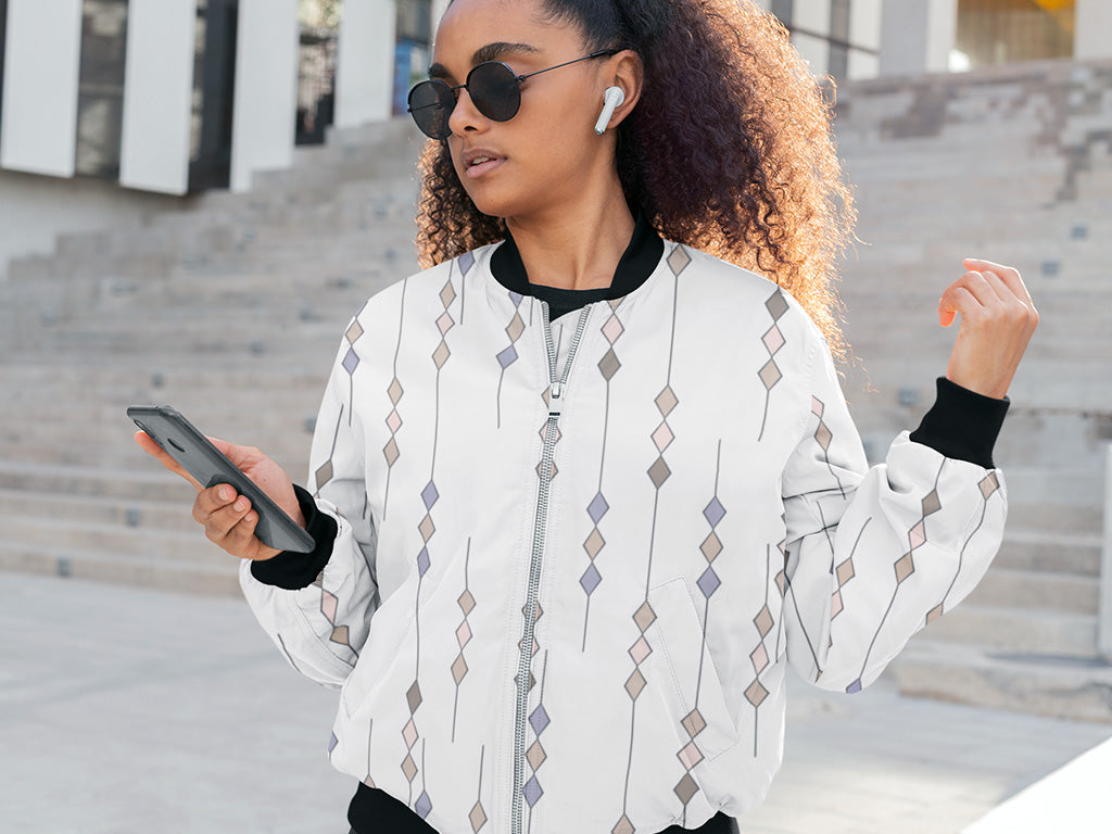 Women's Bomber Jacket - Geometrical Design