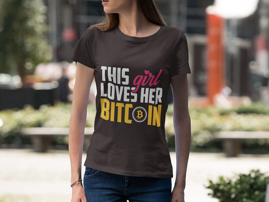 Women's Half Sleeve Round Neck T-Shirt - Love Bitcoin