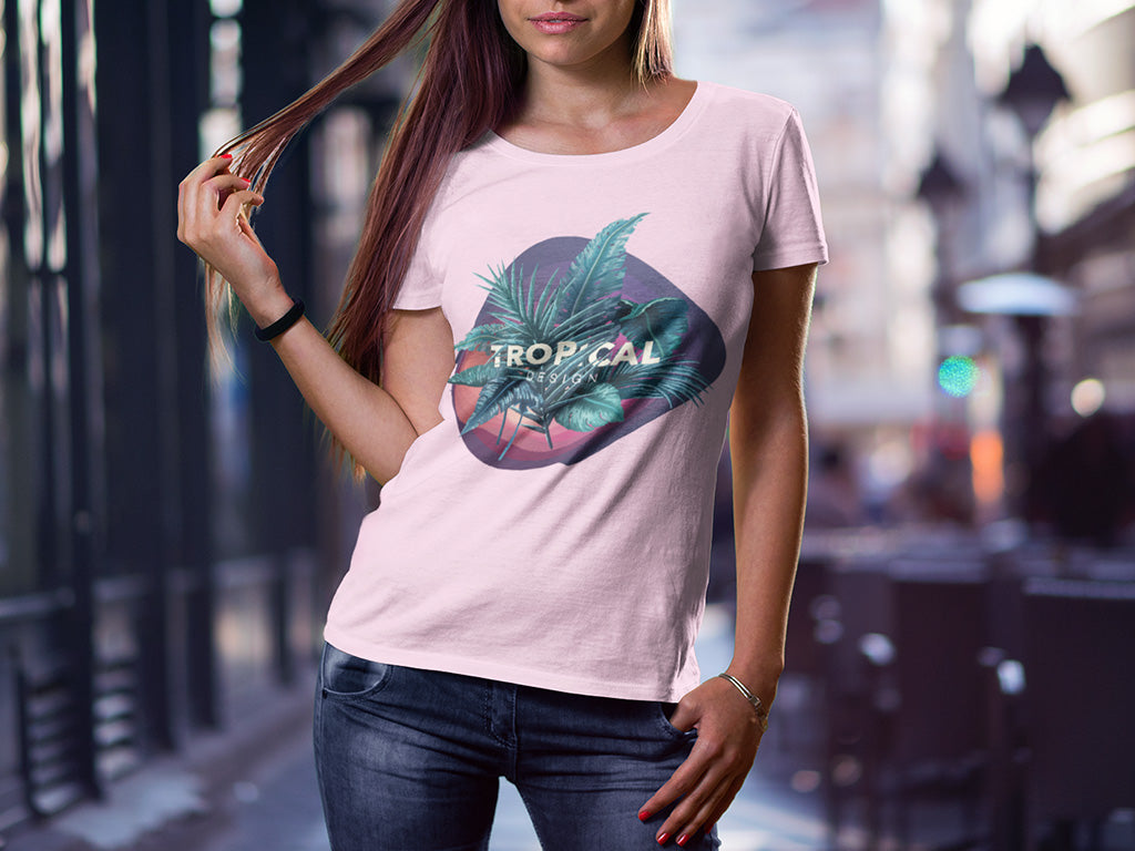 Women's Half Sleeve Round Neck T-Shirt - Tropical