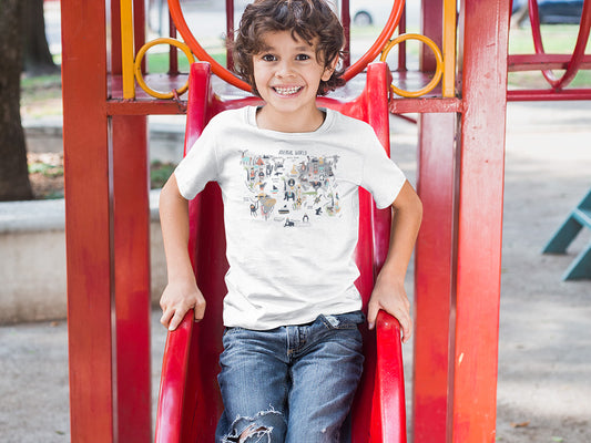 Kid's Half Sleeve Round Neck T-Shirt - World Map